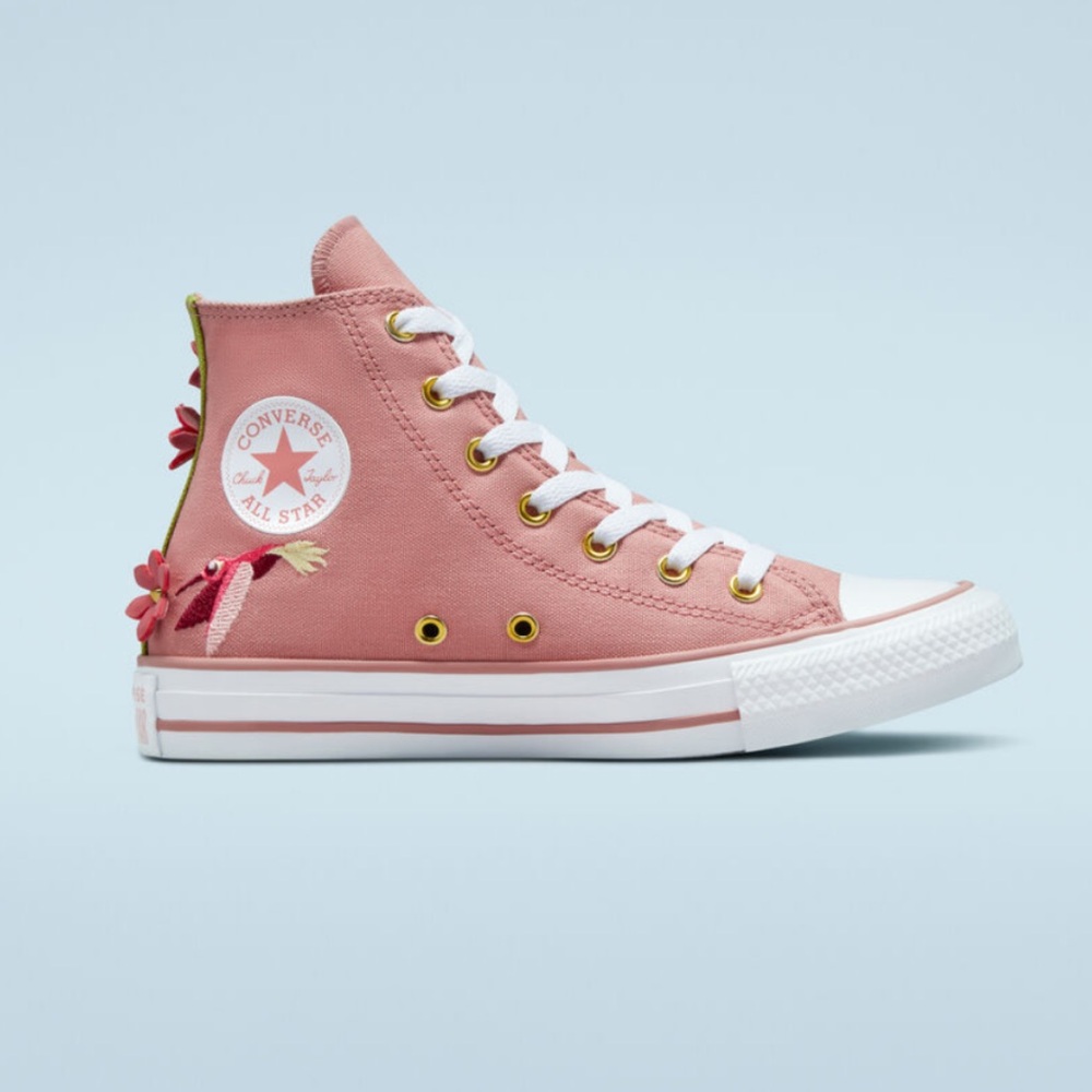Converse Rose High-Top Sneakers with Floral Details